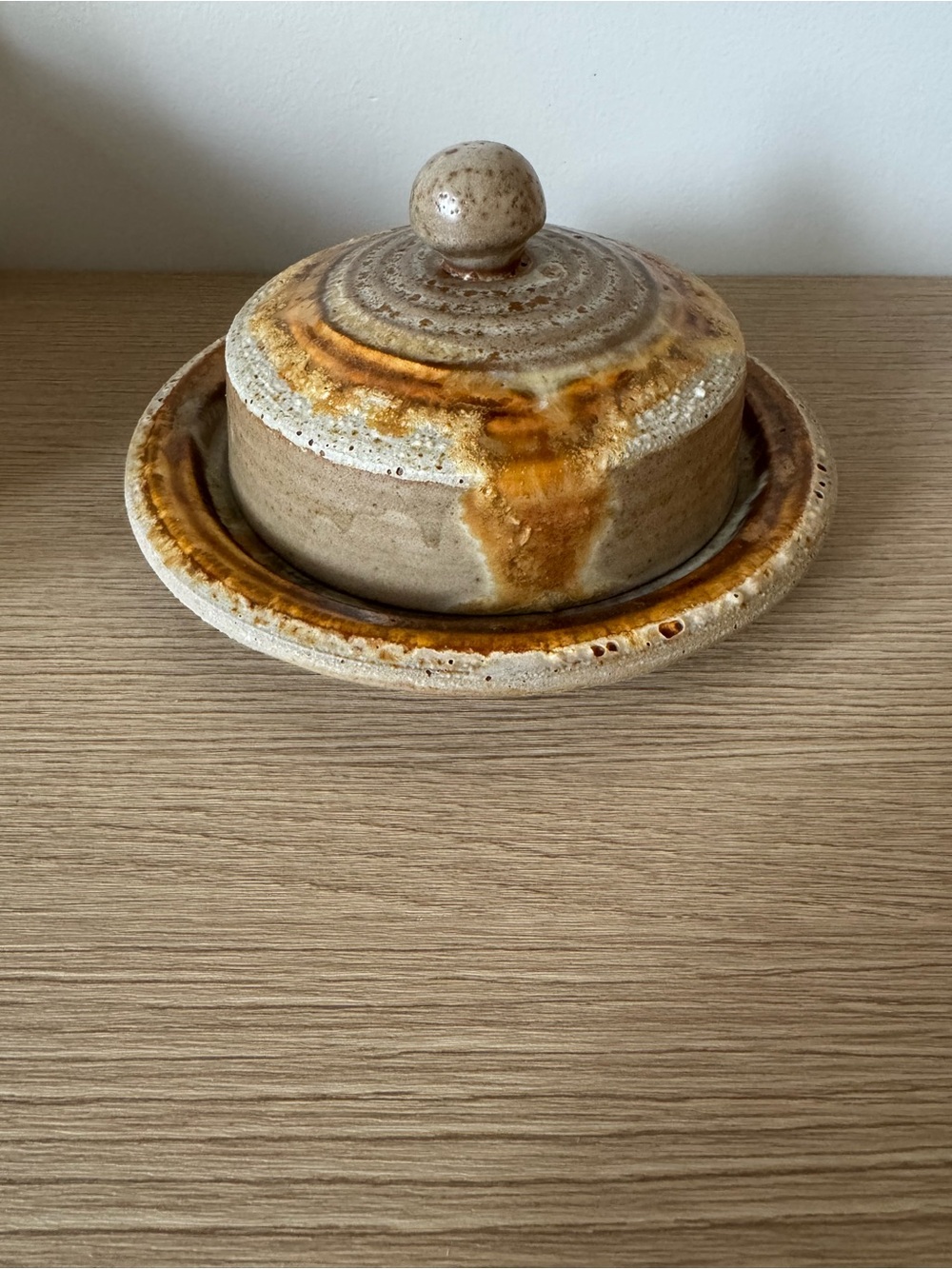 Stamped Ceramic Plate with Canada Maker's Mark in Speckled Beige